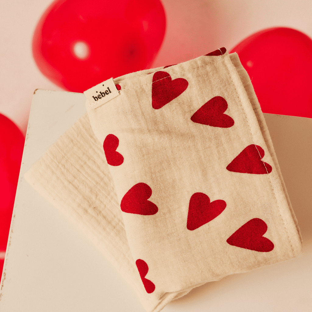 Pack of 2 muslin squares - Heart